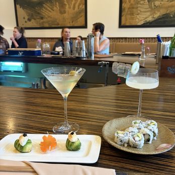 MF Bar - Dirty martini and lychee cucumber mocktail with Avocado Balls - Sushi Bars Near Me - Alpharetta, Georgia