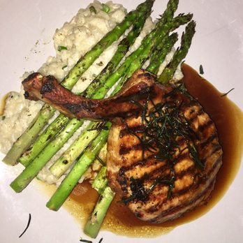 Smoke on Cherry Street - Pork Chop with asparagus and risotto - New American Near Me - Tulsa, Oklahoma Smoke on Cherry Street - Pork Chop with asparagus and risotto - New American Near Me - Tulsa, Oklahoma
