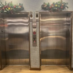 Elevators to the rooftop bar