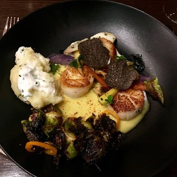 Harvest - Scallops, Crushed Potatoes, Braised Brussel Sprouts - New American Near Me - Las Vegas, Nevada Harvest - Scallops, Crushed Potatoes, Braised Brussel Sprouts - New American Near Me - Las Vegas, Nevada
