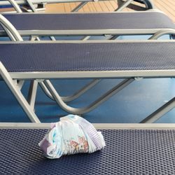 Carnival - Yep. Dirty diaper left on Deck 12. We were there for three hours. Not a steward in sight.