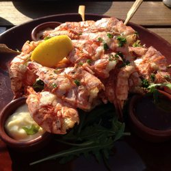Koriander - Superlekkere gegrilde gamba's, maar zelfs wij konden ze niet op (16 stuks p.p.!)