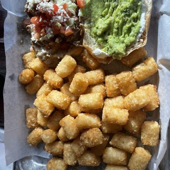 Cafe Ole - Braised pork torta with tots. - Mexican Near Me - San Antonio, Texas