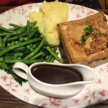 The Shakespeare - Veggie pie with mash, a medley of vegetables, and gravy. - Pubs Near Me - Birmingham, XWM