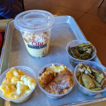 City Barbeque - Sides with banana bread pudding - Barbeque Near Me - Charlotte, North Carolina City Barbeque - Sides with banana bread pudding - Barbeque Near Me - Charlotte, North Carolina