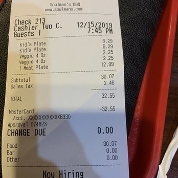 Soulman's Bar-B-Que - What I paid for over cooked food - Barbeque Near Me - Van, Texas