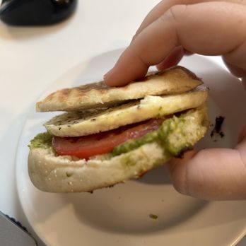 Cream & Amber - Goat cheese, tomato, pesto breakfast sandwich - not bad. - Cafes Near Me - Hopkins, Minnesota Cream & Amber - Goat cheese, tomato, pesto breakfast sandwich - not bad. - Cafes Near Me - Hopkins, Minnesota