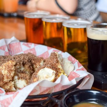 Harpoon Brewery - Cinnamon sugar pretzel and starter flight. - Breweries Near Me - Boston, Massachusetts Harpoon Brewery - Cinnamon sugar pretzel and starter flight. - Breweries Near Me - Boston, Massachusetts