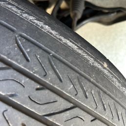Tire inner rubber showing metal wire. Caused by alleged alignment done by in and out premier. Tire inner rubber showing metal wire. Caused by alleged alignment done by in and out premier.