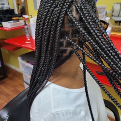 Aude's Touch-African Hair Braiding - Corn rolls with knotless box braids