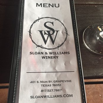 Sloan & Williams Winery - Love the wine here! Favs are NV Crimson Crush and the Sangiovese. - Wineries Near Me - Grapevine, Texas Sloan & Williams Winery - Love the wine here! Favs are NV Crimson Crush and the Sangiovese. - Wineries Near Me - Grapevine, Texas