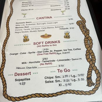 El Vaquero - Drink Menu - Tex-Mex Near Me - Houston, Texas