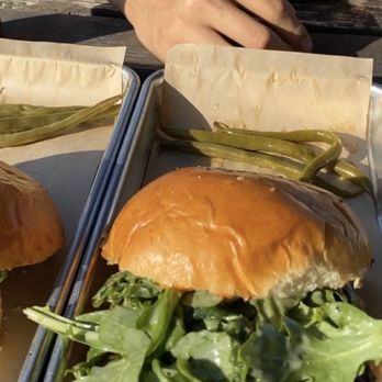 Oasis Texas Brewing - WAGYU burger $12 - Breweries Near Me - Austin, Texas