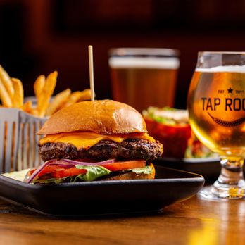 Tap Room - Our classic Tap Burger with regular french fries - Gastropubs Near Me - Jericho, New York Tap Room - Our classic Tap Burger with regular french fries - Gastropubs Near Me - Jericho, New York