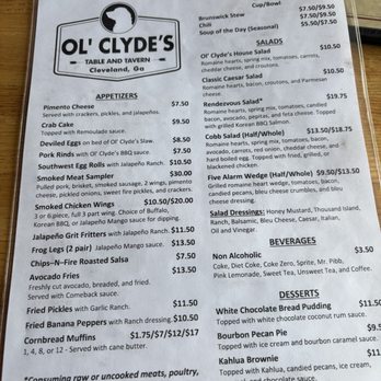 Clyde's Table and Tavern - Menu - American Near Me - Cleveland, Georgia Clyde's Table and Tavern - Menu - American Near Me - Cleveland, Georgia