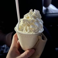 Katie's Frozen Custard - Peach cheesecake custard (small). With $1.20 of whipped cream, haha.