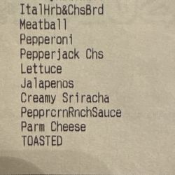 Subway - Receipt