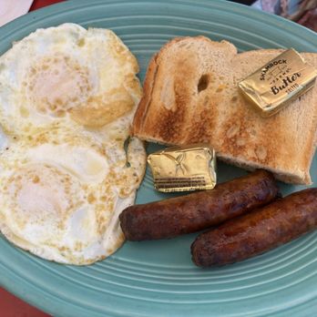 Clayton's Coffee Shop - Sausage links, sourdough toast and two eggs - Coffee & Tea Near Me - Coronado, California