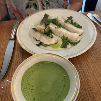 La Bourse et la Vie - Monkfish with green pea sabayon. - French Near Me - Paris, 75 La Bourse et la Vie - Monkfish with green pea sabayon. - French Near Me - Paris, 75