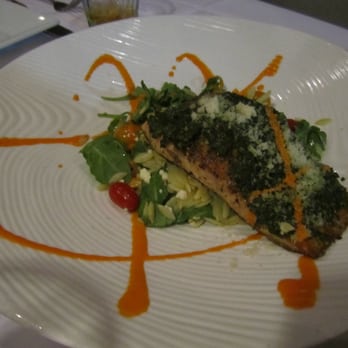 Global Grill - Pesto Crusted Salmon  - Global Grille in Pensacola, FL - New American Near Me - Pensacola, Florida