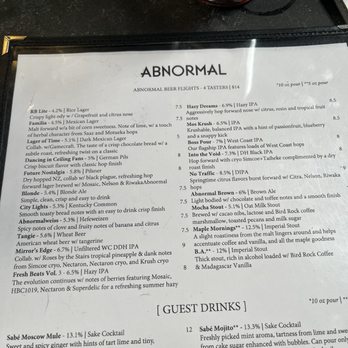 Abnormal Beer - Menu - Wineries Near Me - San Diego, California