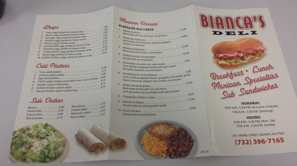Menu photo 2 Bianca's Deli Rahway, NJ