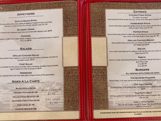 Menu photo 2 Double DD Grill & Saloon Throckmorton, TX
