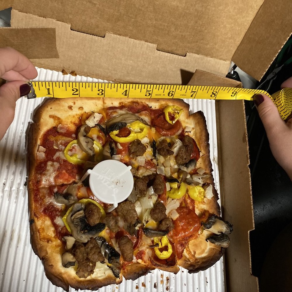 This is how large our $22 pizza was. This is how large our $22 pizza was.