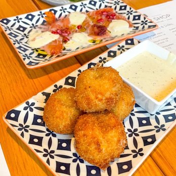 Flourshop - Chorizo Croquettes, Salmon Belly, Burrata @restaurant_aholic - New American Near Me - Charlotte, North Carolina