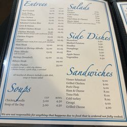 Marie's Restaurant - Menu