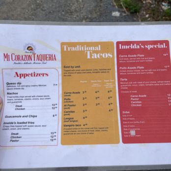 Mi Corazón Taqueria - Menu - Tacos Near Me - Lynn, Massachusetts