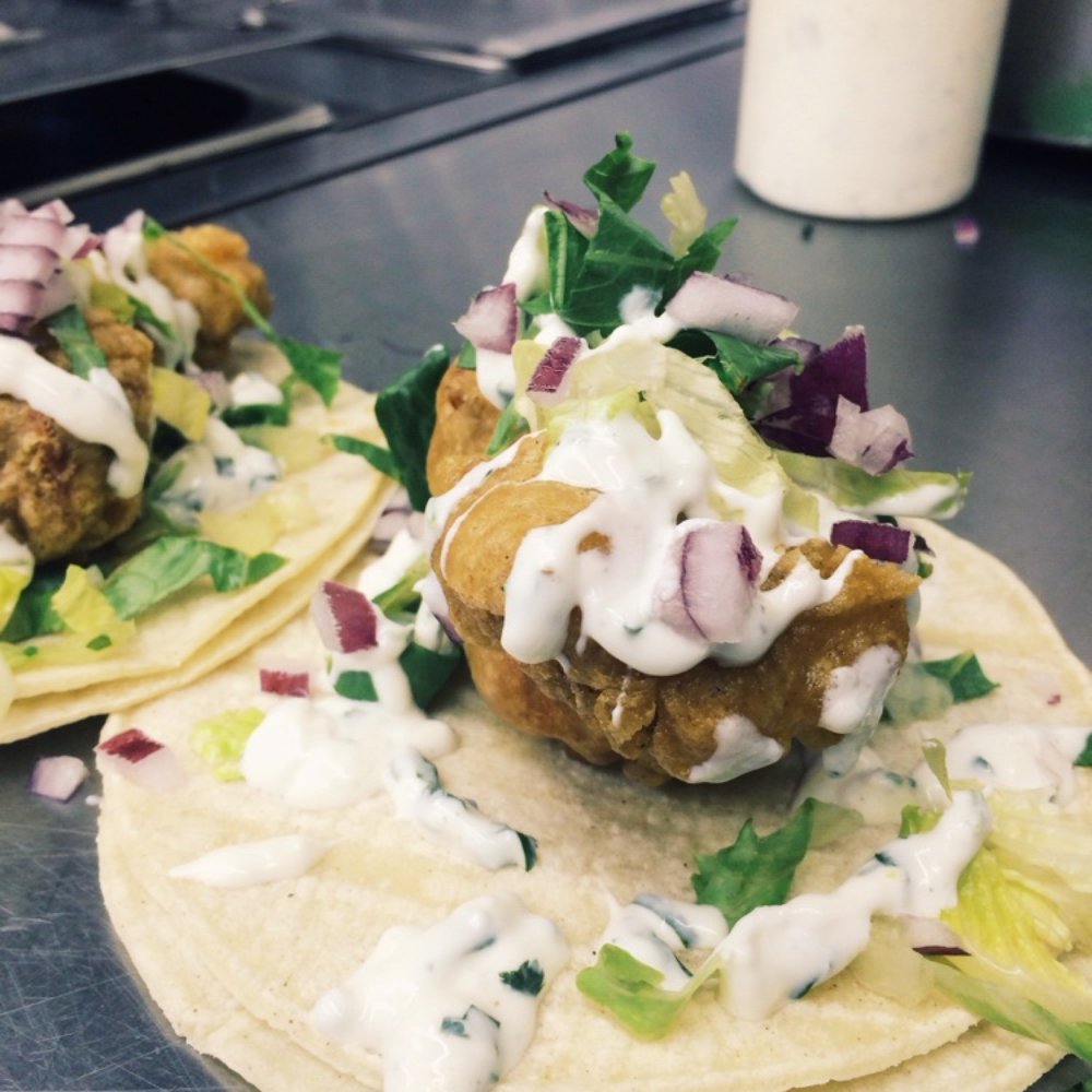 Taco Mondo - Tandori Spiced Chickpea battered Fried Chicken Taco - Food Trucks Near Me - Philadelphia, Pennsylvania Taco Mondo - Tandori Spiced Chickpea battered Fried Chicken Taco - Food Trucks Near Me - Philadelphia, Pennsylvania