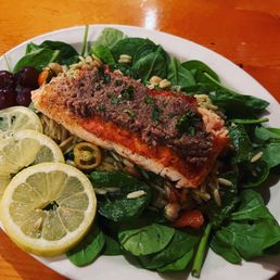 Special: orzo pasta, garbanzo bean, and salmon salad.