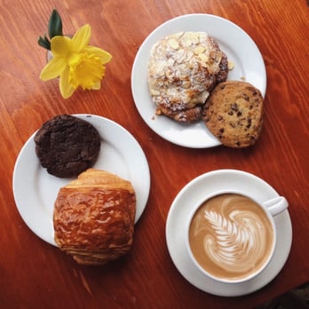 Thorough Bread & Pastry - left; chocolate croissant + double chocolate cookie, right; almond croissant + chocolate chip cookie, mocha - Sandwiches Near Me - San Francisco, California Thorough Bread & Pastry - left; chocolate croissant + double chocolate cookie, right; almond croissant + chocolate chip cookie, mocha - Sandwiches Near Me - San Francisco, California