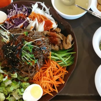 Corea BBQ - #35 buckwheat noodles with vegetables and chicken - Korean Near Me - Los Angeles, California Corea BBQ - #35 buckwheat noodles with vegetables and chicken - Korean Near Me - Los Angeles, California