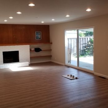 AMS Construction - Remodeled living room, new recessed lights, patio door and floors. - Landscaping Near Me - Campbell, California