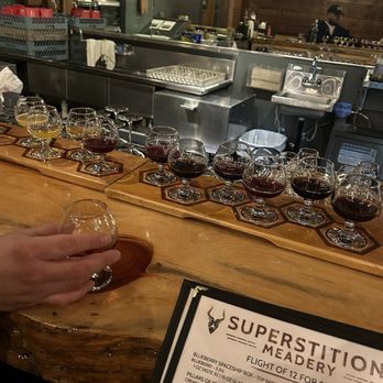 Superstition Meadery - Flight of 12 - Tapas/Small Plates Near Me - Prescott, Arizona Superstition Meadery - Flight of 12 - Tapas/Small Plates Near Me - Prescott, Arizona