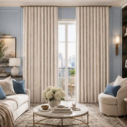 Home Town Window Coverings - Our Ripplefold drapery, are a simple and elegant style, highly sought after by interior designers and architects.