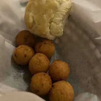 The Pit - Basket of joy- hush puppies and biscuit. Sooooooo good can't stop eating the whole basket of goodies! - Barbeque Near Me - Raleigh, North Carolina The Pit - Basket of joy- hush puppies and biscuit. Sooooooo good can't stop eating the whole basket of goodies! - Barbeque Near Me - Raleigh, North Carolina