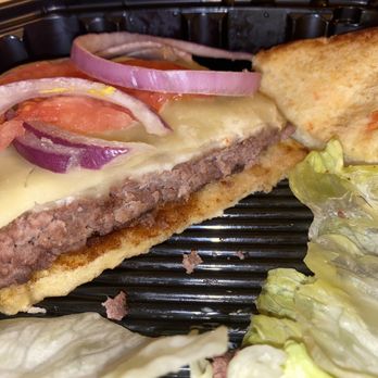 ABQ Grill - What I actually got, which was not the two smashed patties, hatch green chile and no roasted garlic or truffle mayo that I ordered. /: - Wine Bars Near Me - Albuquerque, New Mexico