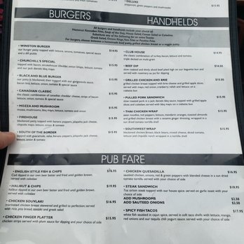 Sir Winston's Pub - Menu - Pubs Near Me - Vernon, British Columbia