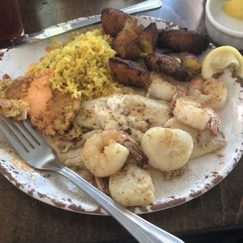 Catches Waterfront Grille - Grand Platter - grilled - with yellow rice and sweet plantains - Seafood Near Me - Port Richey, Florida Catches Waterfront Grille - Grand Platter - grilled - with yellow rice and sweet plantains - Seafood Near Me - Port Richey, Florida