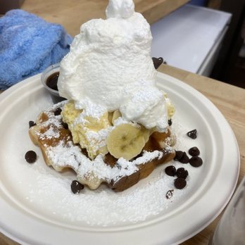Waffle and Berry - Chocolate chip and banana waffle is oh so Good! - Waffles Near Me - Honolulu, Hawaii
