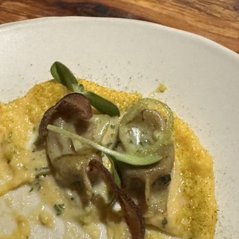 Barley Swine - Shiitake Dumplings (half eaten) yum! - New American Near Me - Austin, Texas