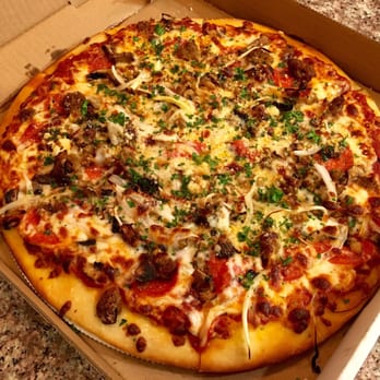 Kula Bistro - 12" Pizza with Sausage Pepperoni Onion & Mushroom - VN - Italian Near Me - Kula, Hawaii Kula Bistro - 12" Pizza with Sausage Pepperoni Onion & Mushroom - VN - Italian Near Me - Kula, Hawaii