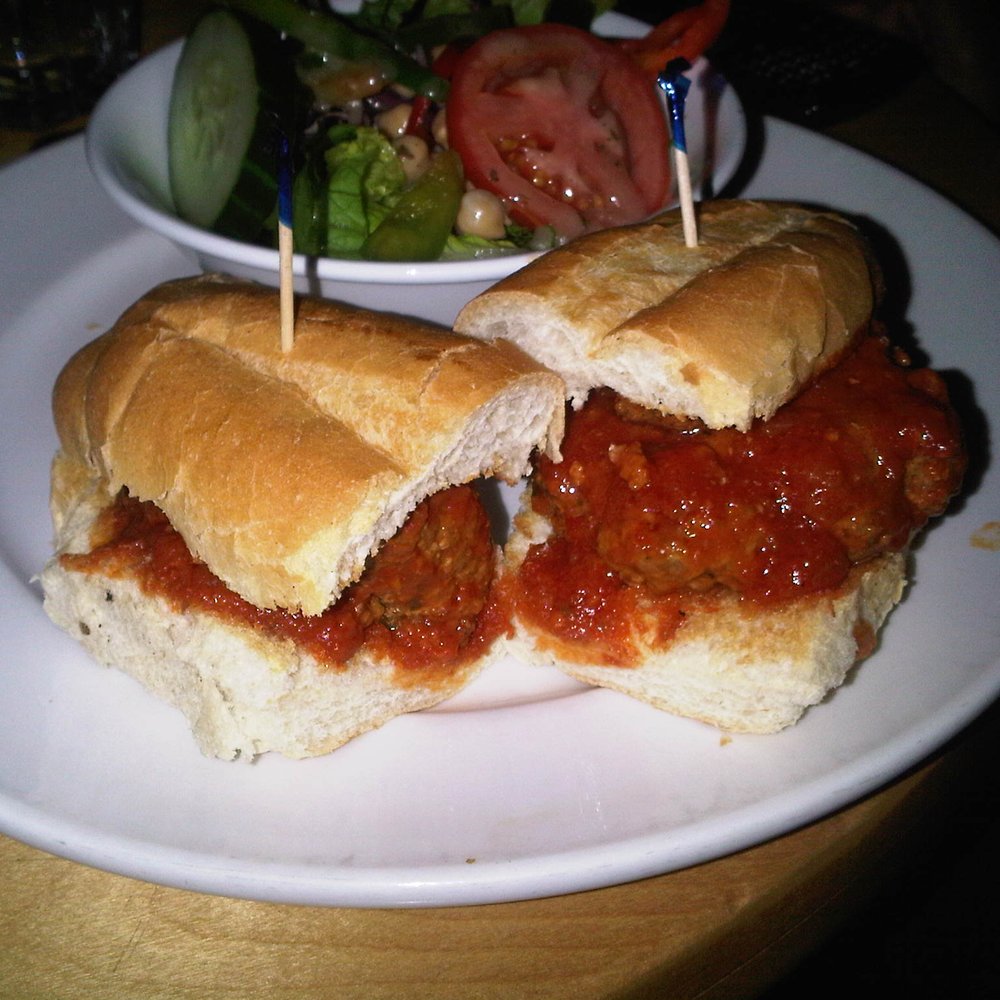 7 West Cafe - Meatball sub with House Salad - Italian Near Me - Toronto, Ontario 7 West Cafe - Meatball sub with House Salad - Italian Near Me - Toronto, Ontario
