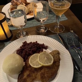 Spargel On 9 - Wienerschnitzel with potato ball and red cabbage - German Near Me - Queensbury, New York