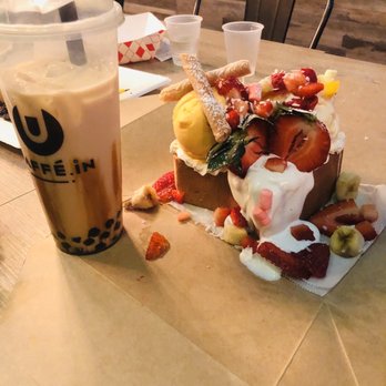 CAFFE:iN - Our tropical paradise dessert came in a Togo box when we clearly mentioned that we will have it here - Coffee & Tea Near Me - Union City, California