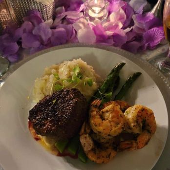 Chef Abyssinia - Surf and Turf... Filet Mignon, Shrimp, Mashed potatoes and Asparagus - Caterers Near Me