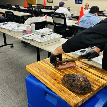 Ember & Oak SmokeHouse BBQ - Live carving 1 of 3 brisket for the Milpitas branch of Clark pest control. - Caterers Near Me Ember & Oak SmokeHouse BBQ - Live carving 1 of 3 brisket for the Milpitas branch of Clark pest control. - Caterers Near Me